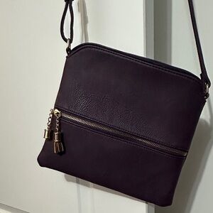 Classic Purple Crossbody Bag with Gold Accents